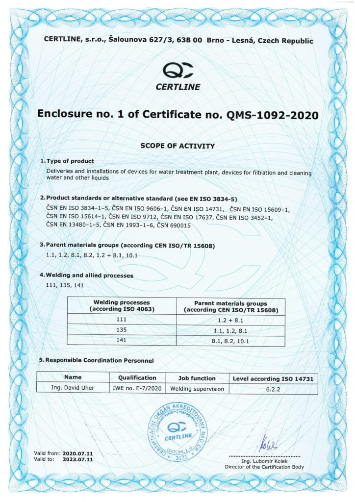 Certifikát kvality ISO 9001 - QMS_1092_2020-příloha svařování_EN-1